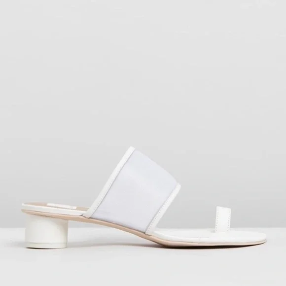 Dolce Vita White Mesh Round Block Heel Sandals - Picture 3 of 13